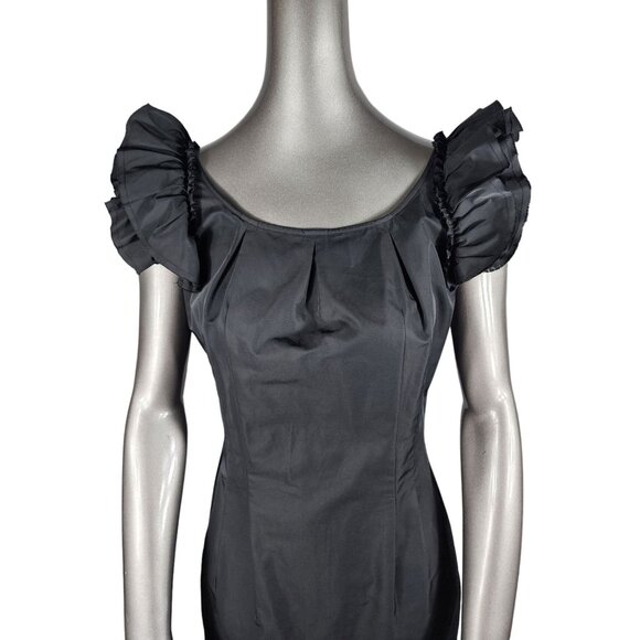 Thomas Wylde Black Dress Plunge Back Flutter Ruffle Sleeve 4 - Picture 2 of 5